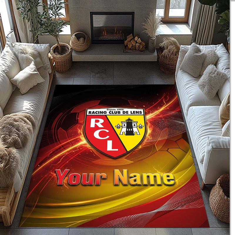 Racing Club de Lens Bedruckter Kristall-Samt-Teppich Rutschfester Kristall-Samt-Teppich Für Sofa Schlafzimmer Innenbereich Heimdekoration
