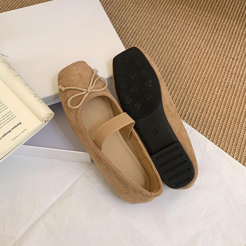 Mode Mode Gummiband Damen Ballerinas Slipper Schuhe Schmetterlingsknoten Damen Runde Zehenpartie Schuhe Flache Mary Janes Schuhe