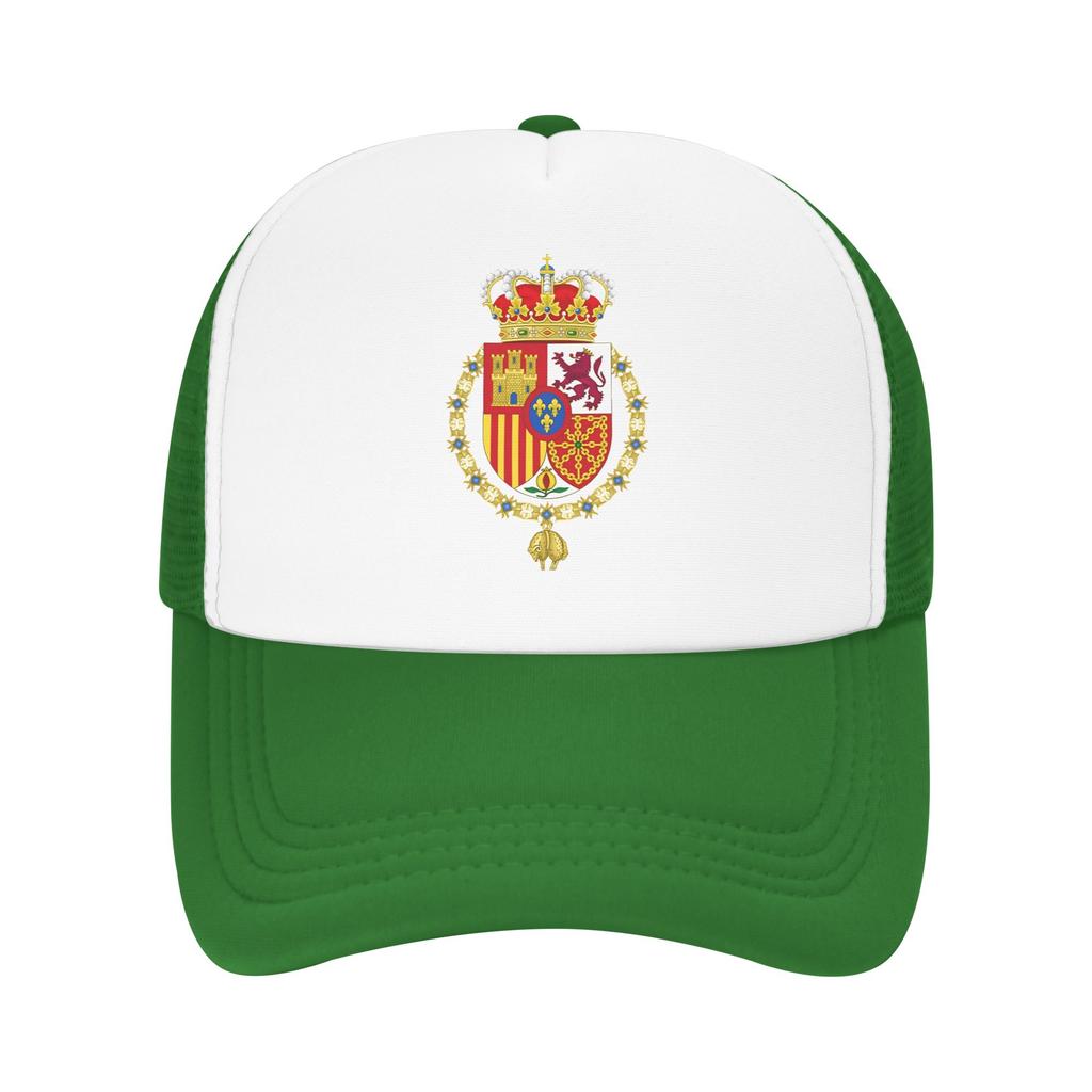 King of Spain Coat of Arms Sun Hats FeUnisex Unisex Mesh Trucker Hat Breathable Print Hiking Fishing Baseball Caps Birthday Present