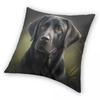 Black Labrador Retriever Square Pillowcase Polyester Linen Velvet Creative Zip Decor Room Cushion Case