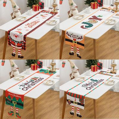Cartoon Stoff Weihnachts-Tischdecke Weihnachten Dekoration Navidad Tischläufer Wiederverwendbare Tischdekoration Tischfahne Weihnachten