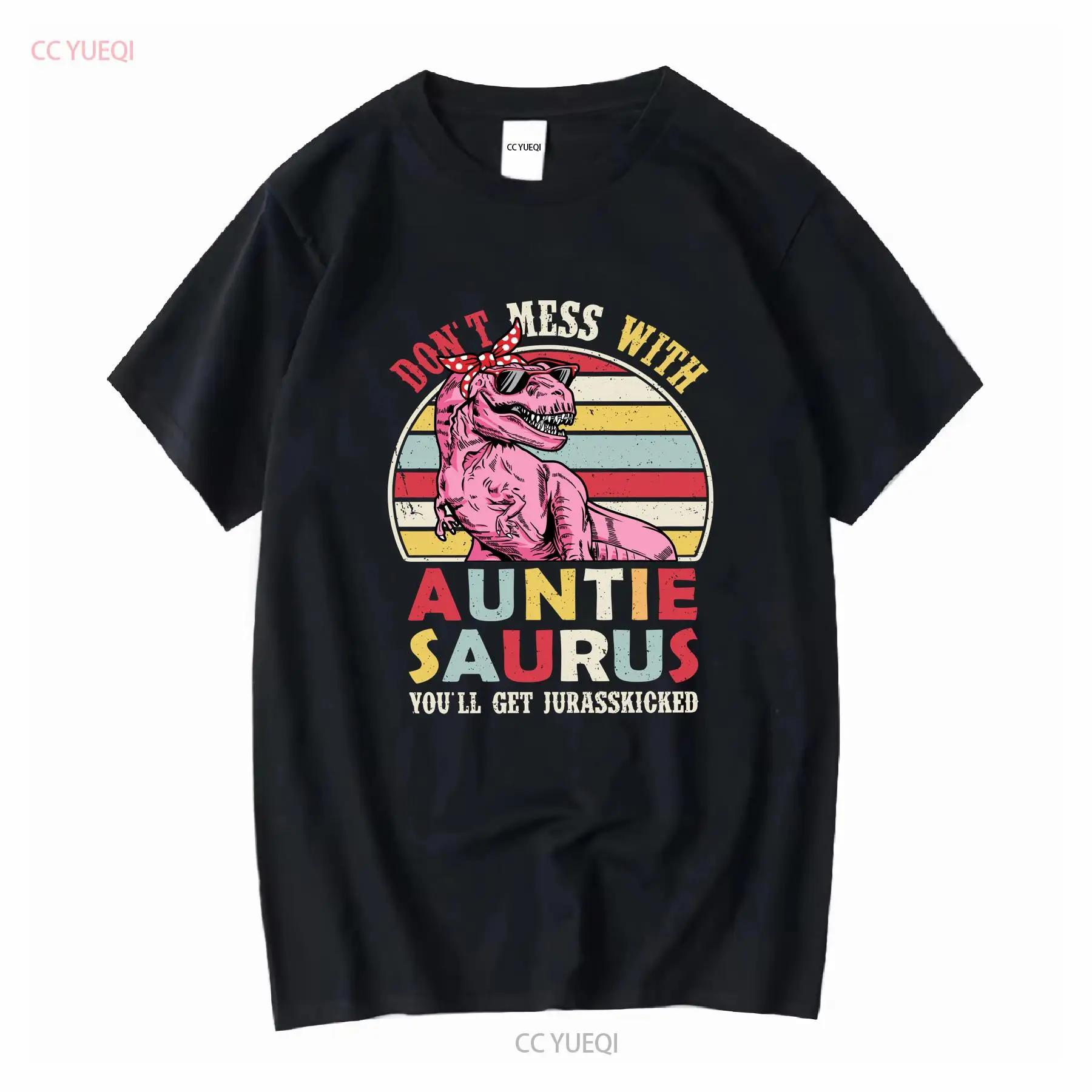 AuntieSaurus T Shirt Auntie Saurus Rex AunT Mothers Day Dinosaur long or short sleeves vintage Washed designer clothes S разноцветный