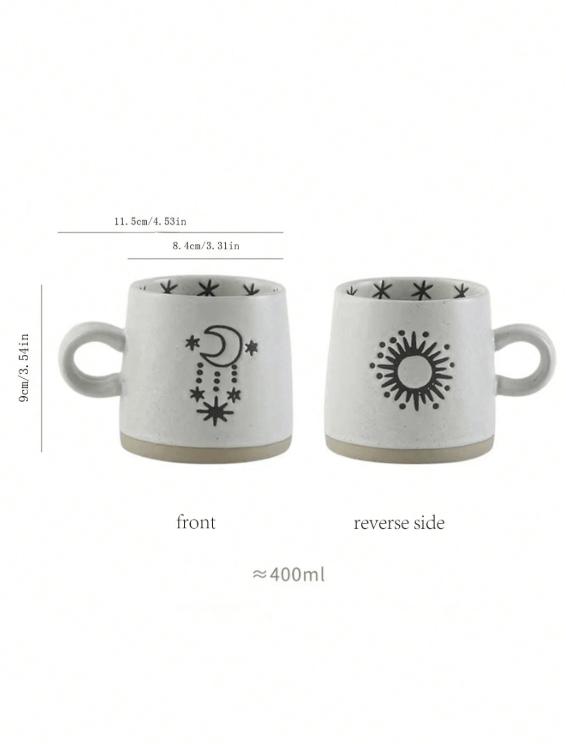 Ceramic mug, large ceramic coffee cup (1 piece, approx. 400 ml), ceramic water cup, ceramic cup. 301-400ml