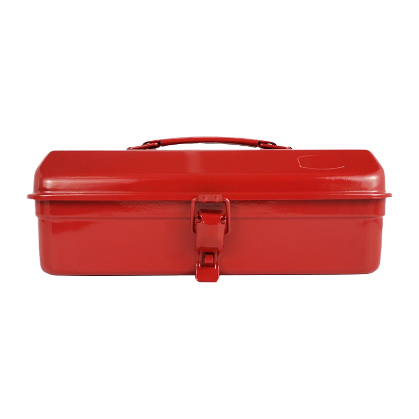 

Портативный металлический ящик для инструментов с ручкой, многоцелевой ящик для хранения на открытом воздухе, контейнер для дома, автомобиля, для тяжелых условий эксплуатации красный