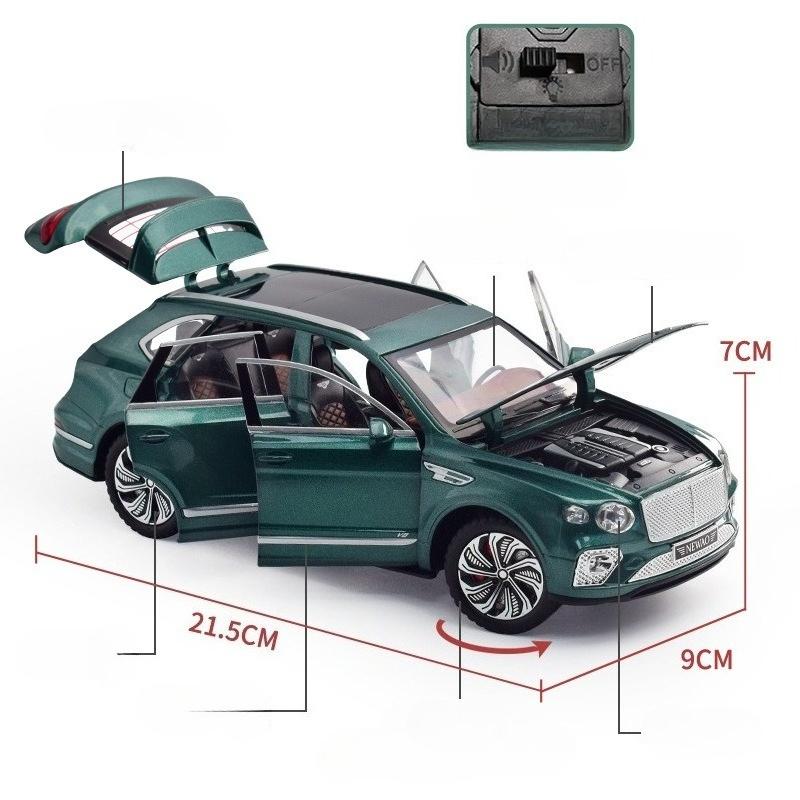 1:24 Bentayga SUV Alloy Luxy Car Model Diecast Metal Toy Vehicles Car Model High Simulation Sound and Light Collection Kids Gift