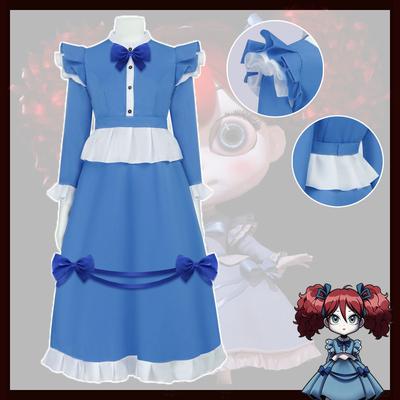 The Poppy Cosplay Costume Dress Game Bobi Cos Playtime Red Hair Girl Women Girls Blue Maid Dress Lolita Halloween Party Dress