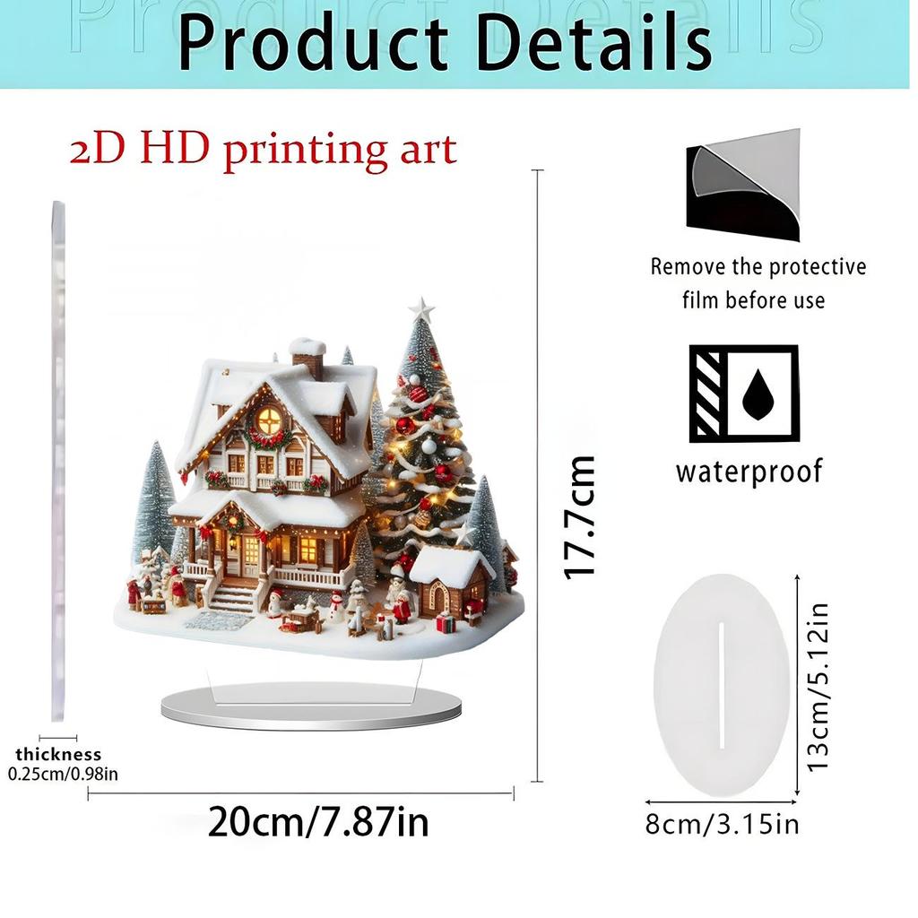 Christmas Santa Claus Snow Scene 2D Acrylic Ornament for Home Décor