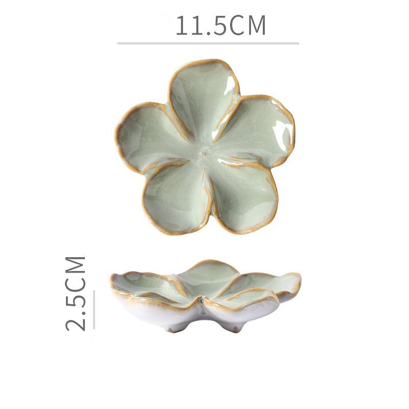 Retro Kiln-Baked Ceramic Petal-Shaped Dipping Plate, Lightweight Seasoning & Sauce Dish for Home & Restaurant Use