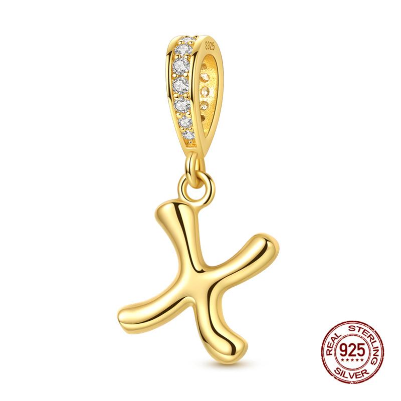 New In Original Charms Copper 26 Golden Letters A-Z Charm Bead Fit 3Mm Original Bracelet For Womens Diy Fashion Jewelry Gift