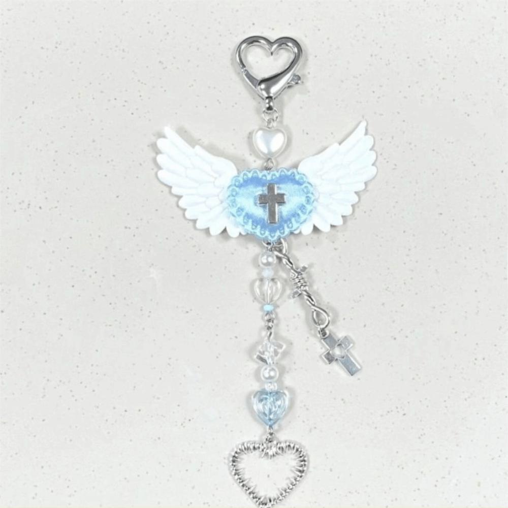 Beads Black Wing Cross Charms Creative Beaded Phone Chain Cellphone Decoration Daily Use
