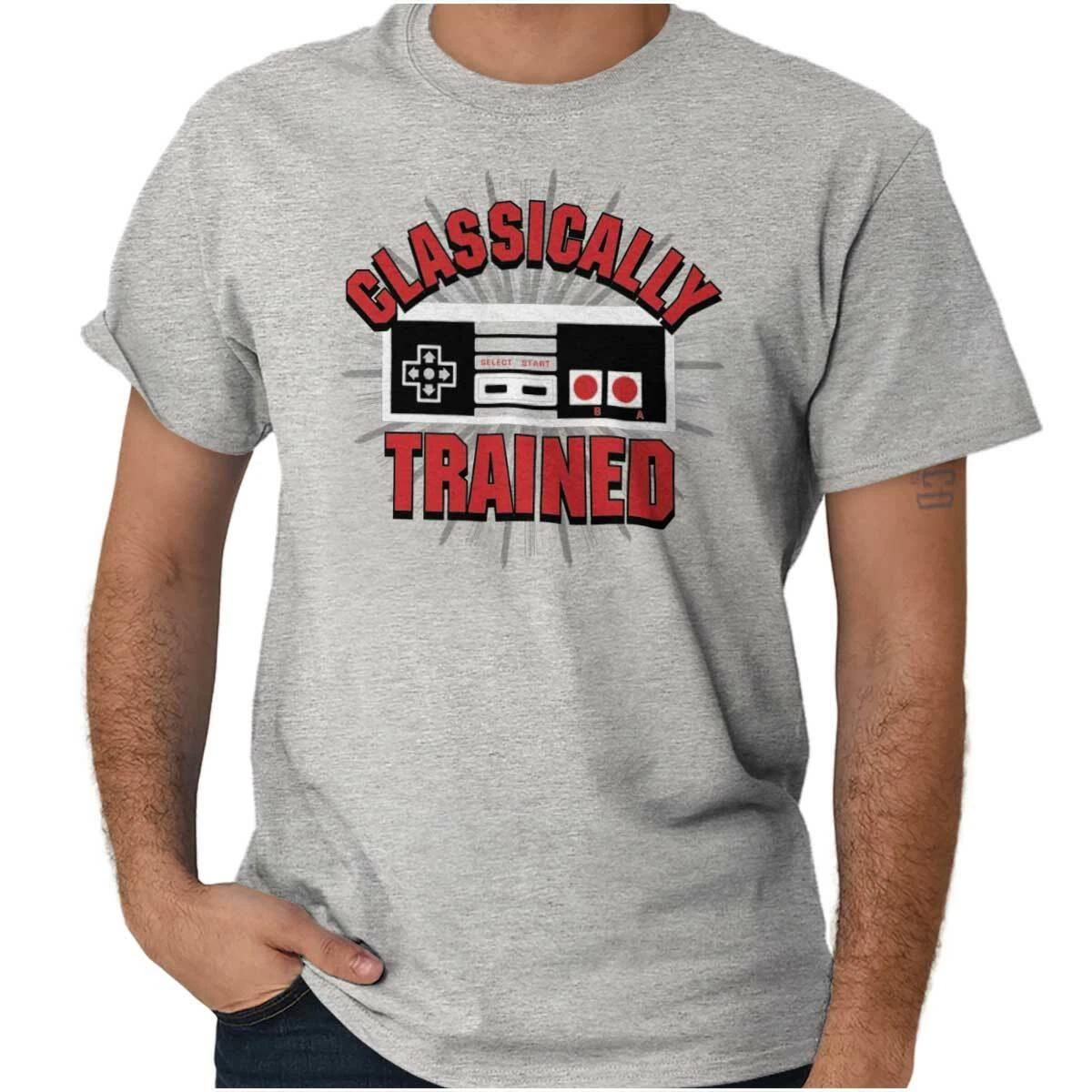 Vintage Video Gamer Joke Classically Trained Womens or Mens Crewneck T Shirt Tee XL