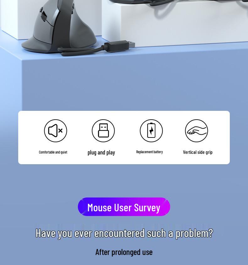 Ergonomic Wired Vertical Mouse with 6 Buttons for Office and Gaming