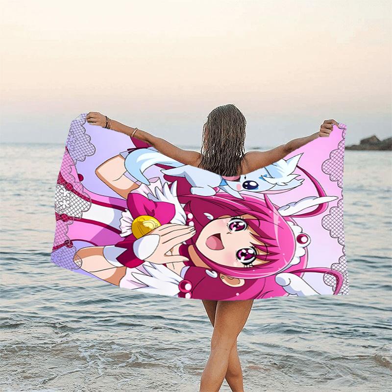 1pc Pretty Cure2 Beach Towel, Beach and Seaside Swimming Pool Equipment, Fashion Pattern, Rectangular, Travel Essentials