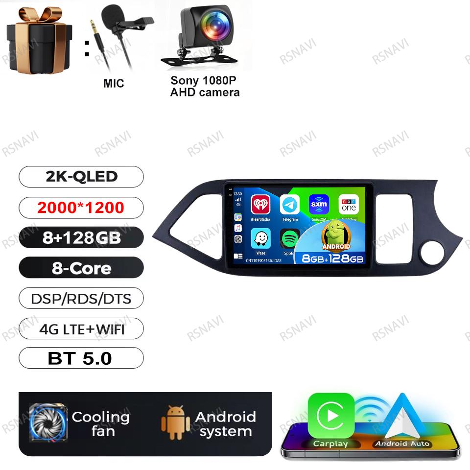 Car Radio Android 16 For KIA PICANTO Morning 2011-2016 RHD Navigation DVD BT 5G WIFI Viedo Player Autoradio 4G LTE Head Unit DSP