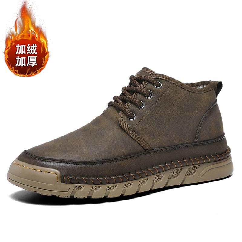 

New high-top shoes men s new winter velvet warm cotton shoes retro large size 46