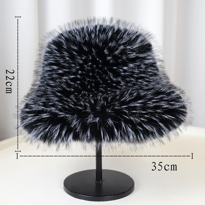 2025 New Cross-border Imitation Fox Hair Warm Fashion Fisherman Mongolian Hat Show Face Small Fur Hat Foreign Trade Fur