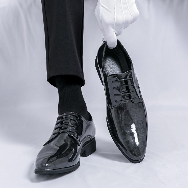 Men s Plus Size 48 Glossy Patent Leather Pointed Toe Dress Shoes - Formal Wedding & Business Attire 47