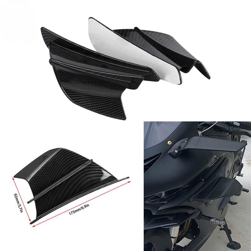 Universal Motorcycle Aerodynamic Winglet Carbon Fiber Style Side Wing Spoiler for Yamaha R15 R3 R6 BMW S1000RR Honda CBR,Easy Adhesive Install