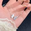 Sterling Silver Butterfly Necklace, Natural Gemstone Pendant for Ladies Gift