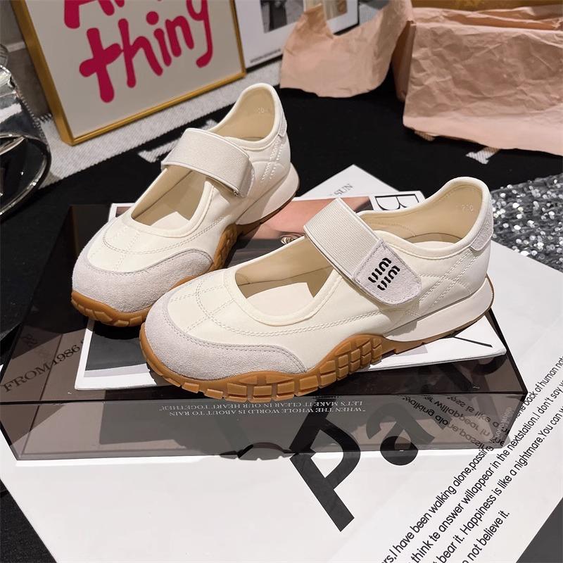 Damesko med tykk såle og borrelås, Mary Janes-sko, retro, rund tå, sports- og hverdagssko