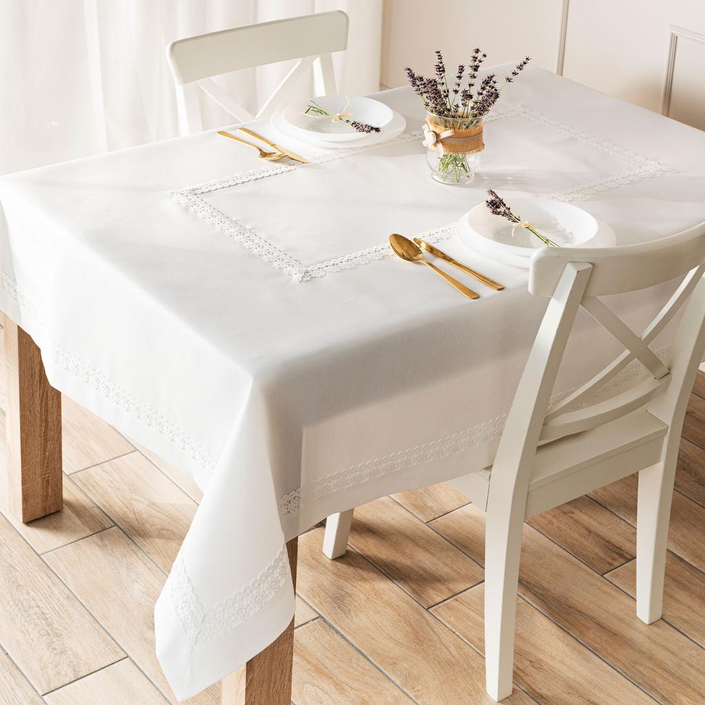 Modena - Tablecloth with Guipure Lace - - White
