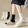 Женские тонкие дышащие носки до середины икры двойной вязки, впитывающие пот, летние черно-белые носки, хлопковые носки