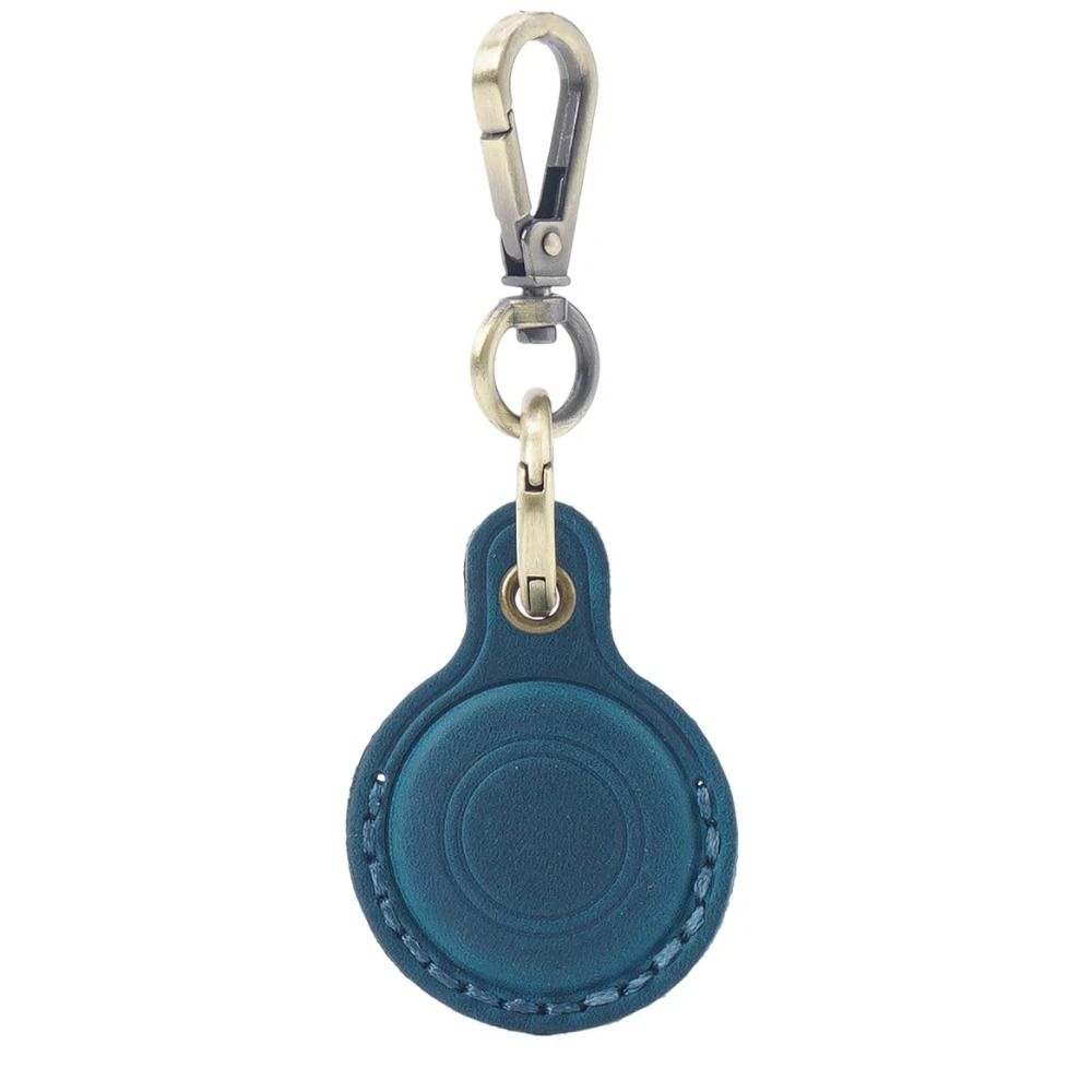 Retro Leather Leather Protective Case Protector KeyRing Keychain Locator Cover for Apple AirTag