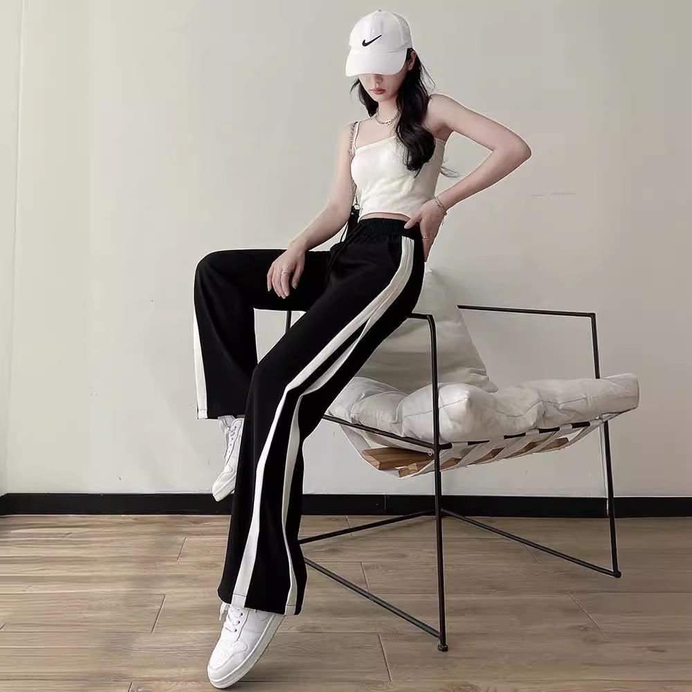 Damen Frühling/Sommer Übergröße Schlankmachende Weitbeinige Gerade Hosen - Trendiges High-Street Locker Lässiges Bodenlanges Design