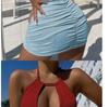 Thai Lace-Up Halter Backless Pleated Bodycon Dress for Women