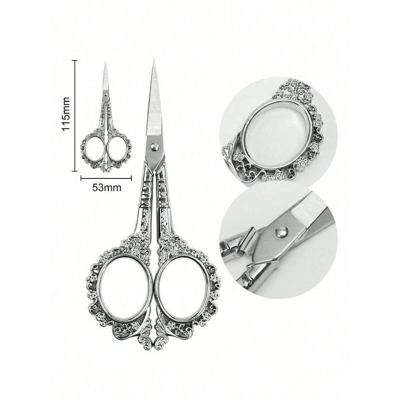 1pc Stainless Steel Manicure Scissors Nail Art Tools Baroque Style Design Nail Scissor Suitable For Daily Home Use Manicure Pedicure Tools