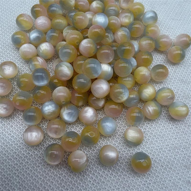 20pcs 10mm Flowing Light Dyeing Gilded Resin Beads Imitation Cat Eye Beads DIY Bracelet Beads Phone Chain Decoration