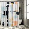 Abstract Colorful Modern Bath Shower Curtain Decorative Plastic Rings Hook for Home Decoration Waterproof Fabric