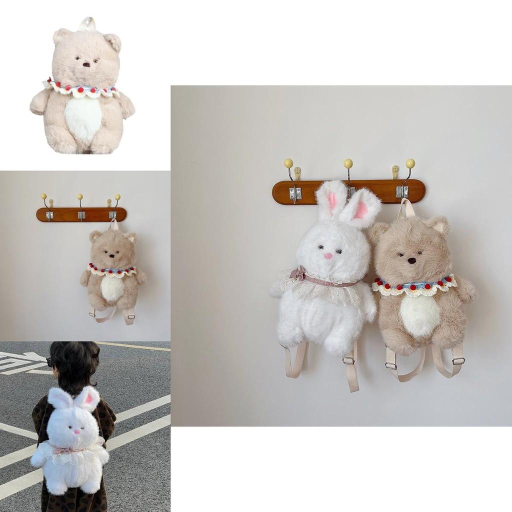 Adorable Soft Plush Bear And Bunny Backpack For Kids Lightweight School Bag