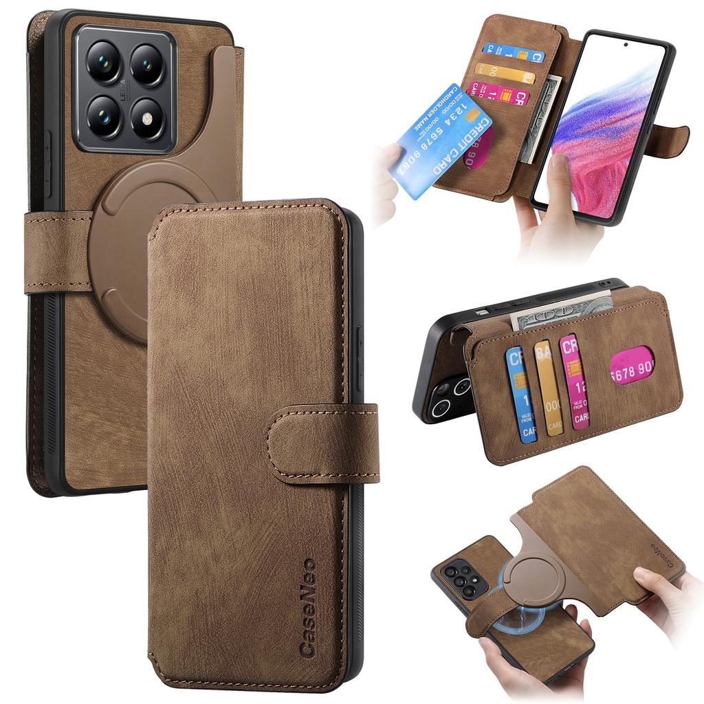 For Xiaomi 14T Magnetic Case CASENEO Detachable Leather Phone Wallet Cover