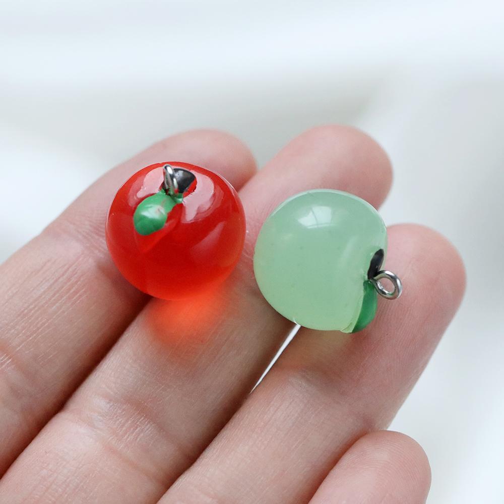 10Pcs Fashion Fruit Jelly Color Pendants Apple Resin Pendant for DIY Jewelry Making Earring Necklace Keychain Charms Supplies