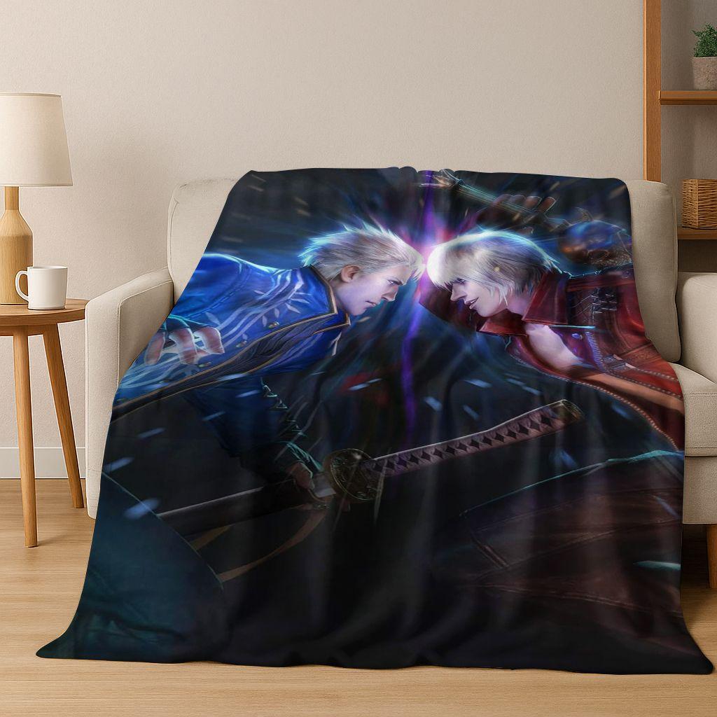 3D D-Devil May Cry DMC Hry Vergil Dante Flanelová deka, Teplá a útulná měkká přehozová deka pro domácí ložnici postel pohovku Dětský dárek