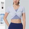 Womens Quick-Dry Yoga Top Short Sleeve Crop Fitness Tee Running Gym Workout Breathable Stretch Activewear