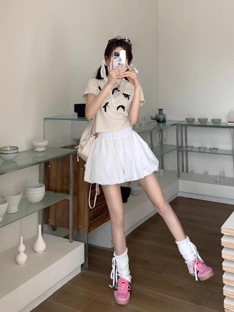 Women's High-Waist Tulip Culottes - Summer 2024 Five-Point Lantern Trousers