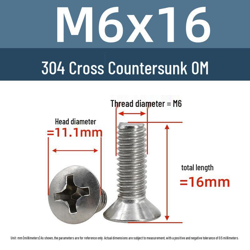 Yigu Stainless Steel Phillips Countersunk Screws M2-M6 Fasteners