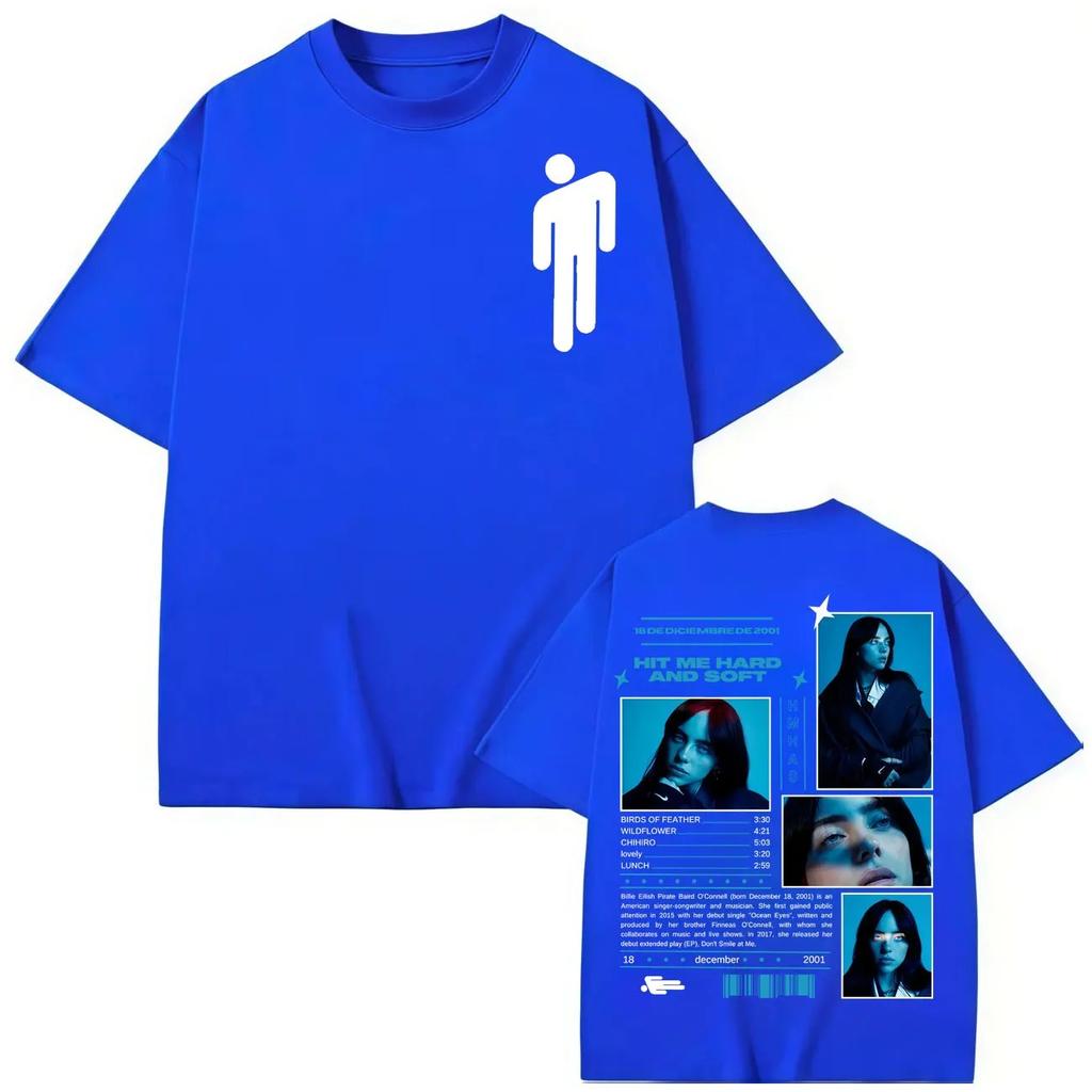Billie Eilish Hit Me Hard and Soft Album Poster Graphic Print TShirts Men Women Fashion Cotton Tees Y2k Fashion Oversized Tops