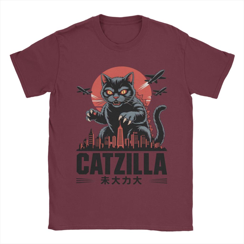 Unisex Womens Catzilla T Shirts Japanese Style Cotton Clothes Amazing Short Sleeve Round Collar Tees Gift Idea TShirt