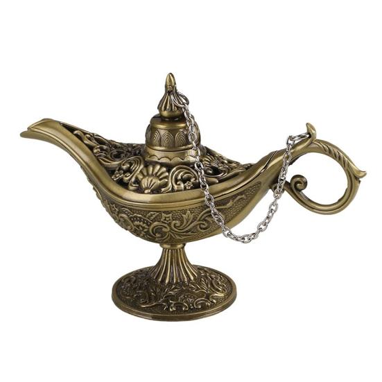 Vintage Aladdin Lamp Pot Zinc Tea Alloy Office Home Desktop Decor Collection