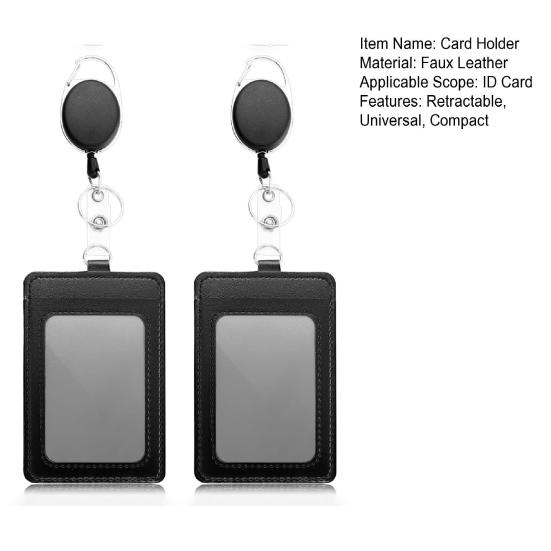 Suport pentru carduri de 2 buc. Suport pentru cărți de identitate, retractabil transparent, cu insignă cu clemă