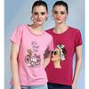 Women Graphic T-Shirt Cotton Blend Short Sleeves Round Neck Top Pack Of 2 Combo