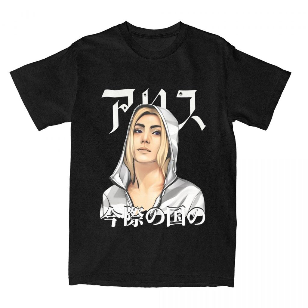Haikyuu T-Shirt Alice im Borderland 100% Baumwoll-T-Shirts Japanischer Comic Film Neuheit T-Shirt für Männer Strand Kurzarm Kleidung