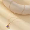 New Arrival Dainty Cute Purple Zircon Waterdrop Pendant Necklace Unisex Bamboo Link Chain for Party
