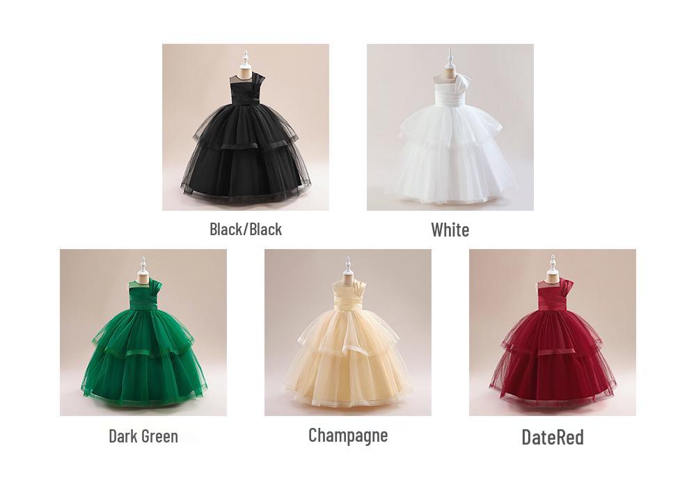 Girls' Sleeveless Puffy Formal Dress - Medium/Large - Flower Girl/Princess - Floor-Length for Weddings, Christmas, Parties, or Performances