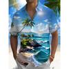 New Hawaii Spring/Summer Fashion Leisure Street Walk Tourist Beach Printed Full Open Short Sleeve Button Shirt, Quick Shipping