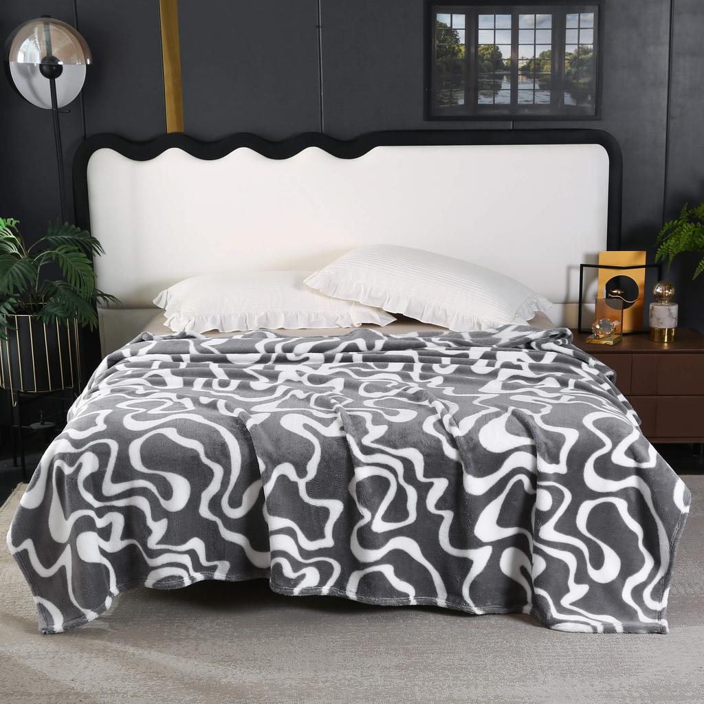 Abstract Stripe Pattern Flannel Blanket Autumn Winter Luxury Soft Warm Bedspread Sofa Cover Home Decor Travel Throw Blankets