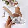 Fashion Women Sexy High Heels Slippers Summer New Fashion Square Toe Shoes Sandals 2025 Dress Party Casual Pumps Flip Flops Mujer Slides